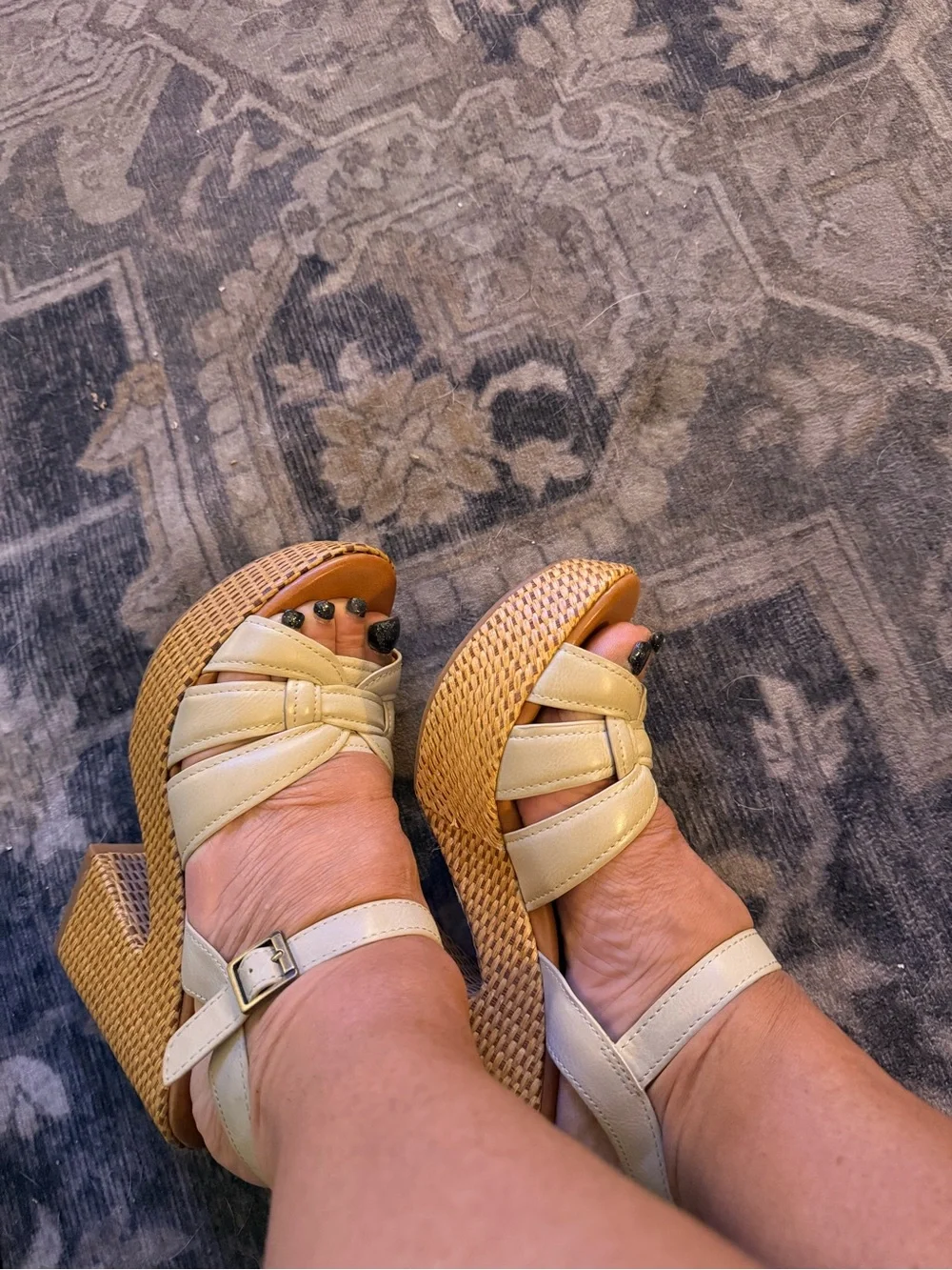 KORKS Brand NEW Dee Woven Platform Wedge Sandals - Cream Sz 8 heels